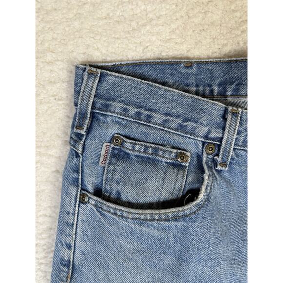 Vintage Carhartt Jeans Mens 36x30 Blue 5 Pocket Logo Patch READ/WORN - Picture 3 of 16